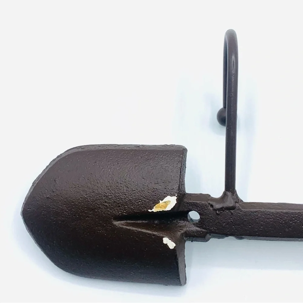 Vintage Rustic Cast Iron Shovel Wall Hook Rack Farmhouse Garden Tool Key Holder